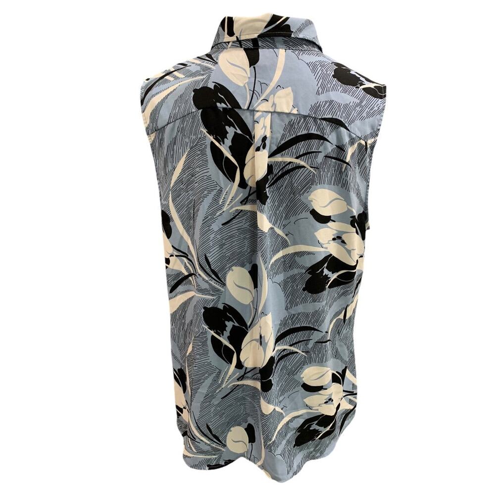 Size 18 Talbots Womens Blue Floral Sleeveless Shirt Button Up Blouse - Picture 6 of 9
